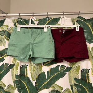 Old Navy Green and Maroon Wine Chino Shorts Casual Cotton Blend